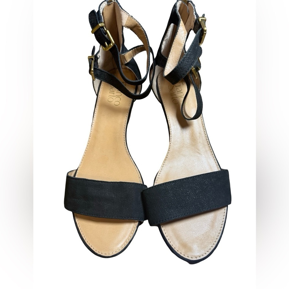 Franco Sarto Black Leather Heeled Sandals, Size 7M, Excellent Condition - Picture 3 of 7